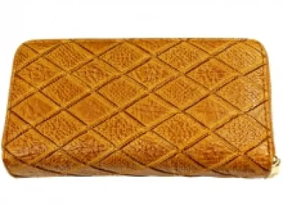 Portefeuille avec motif de losanges et double zip
