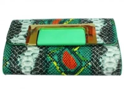 Pochette reptile avec fermoir doré