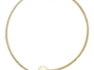 Collier ras-de-cou paré de strass avec perles