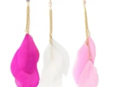 Boucles d’oreilles femmes pendantes en plumes et chaînette