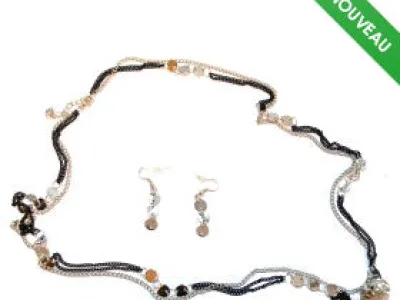Parure fashion à perles avec collier et boucles d’oreilles