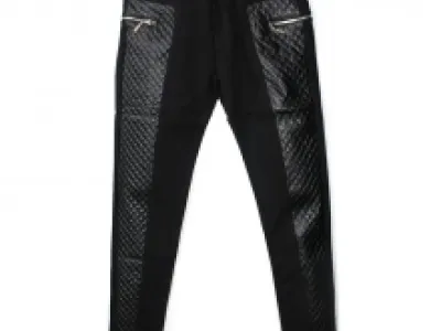 Pantalon avec poches zippées et cuir matelassé