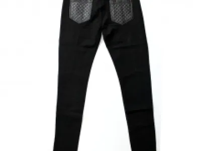 Pantalon avec poches en cuir matélassé
