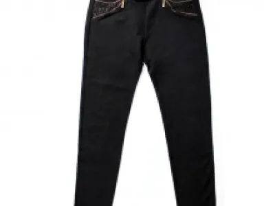 Pantalon avec poches ornées de strass et zip