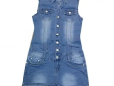 Combishort en jeans délavé