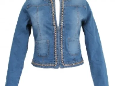 Veste jeans bordée de chaîne dorée