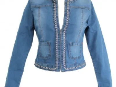 Veste en jeans bordée de chaîne argentée