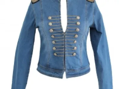Veste officier en jeans avec chaînes sur les épaules