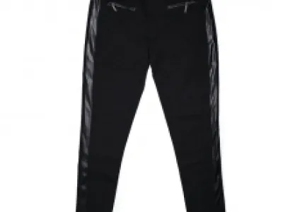 Pantalon noir avec liseré en cuir