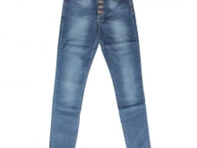 Jeans slim délavé avec braguette boutonnnée