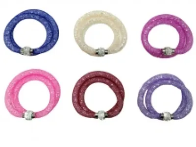 Bracelet à double tour en résille avec boucle strass