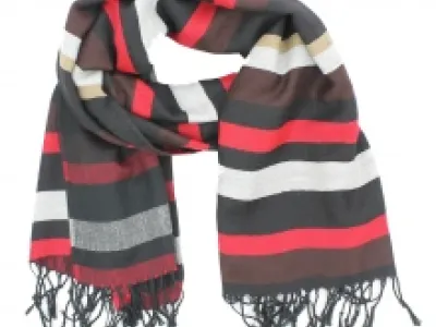 Écharpe à rayures multicolores bordée de franges