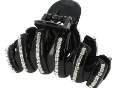 Pince crabe zigzag incrustée de strass pour cheveux