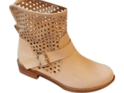 Bottines perforées beige