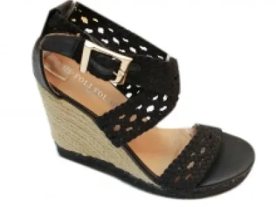 Espadrilles compensées noires avec brides crochetées