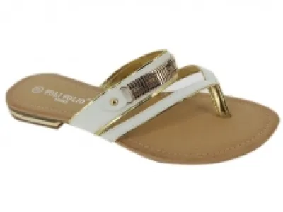 Sandales blanches décorées de chaîne dorée