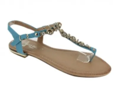 Sandales bleues serties de strass
