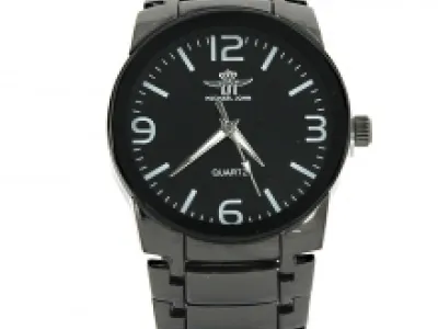 Montre métal ronde noire pour homme