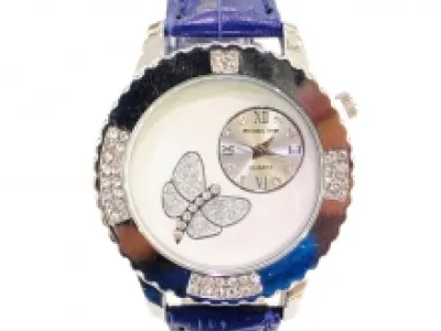 Montre-bracelet pour femme avec papillon strass