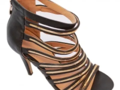 Sandales multi-brides noires avec zip arrière