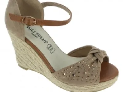 Espadrilles compensées khaki décorées de strass