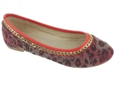 Ballerines léopard rouges ornées de chaîne