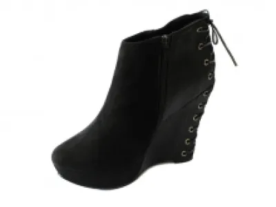 Bottines compensées à lacets femme
