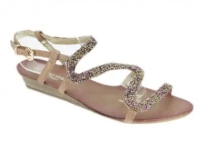 Sandales roses motif serpent agrémenté de strass