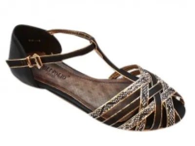 Sandales noires imprimées avec brides croisées