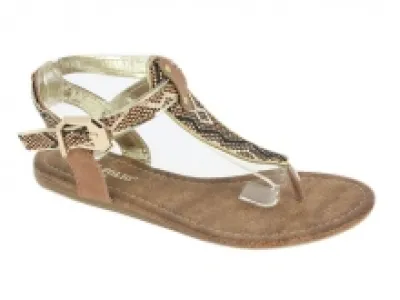 Sandales kaki avec motif aztèque