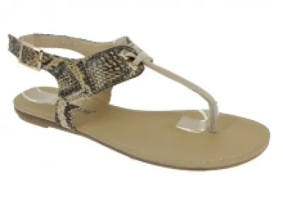 Superbes sandales beiges avec effet reptile