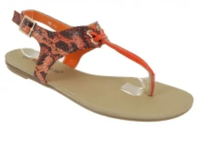 Sandales orange avec effet reptile