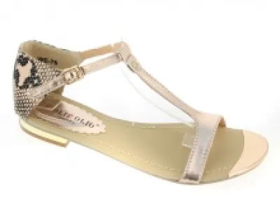 Sandales champagne avec bout doré