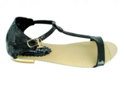 Sandales vernis noires avec bout doré