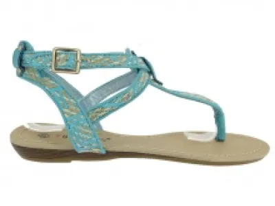 Sandales bleues avec motif aztèque