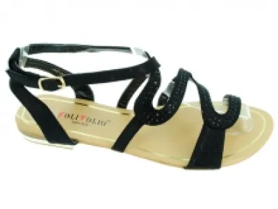 Sandales noires avec brides motif serpent