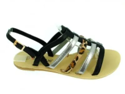 Sandales noires avec brides trois tons