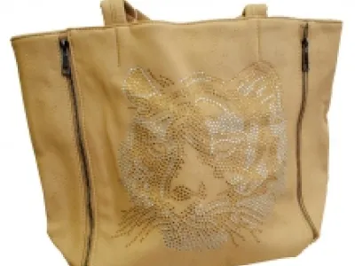 Sac à main imprimé tigre strass