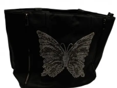 Sac à main imprimé papillon strass