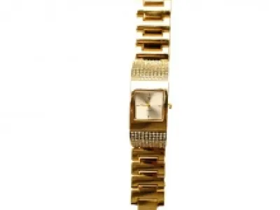 Montre bijou dorée décorée de strass