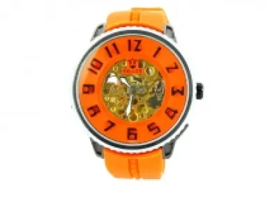 Montre automatique pour homme avec cadran transparent et index contrasté