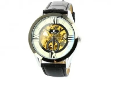 Montre automatique pour homme avec cadran transparent et chronographe