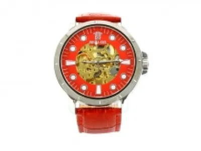 Montre automatique pour homme avec cadran transparent et index fantaisie