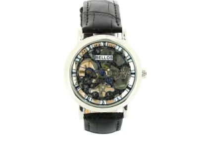 Montre automatique pour homme avec cadran transparent et chiffres romains