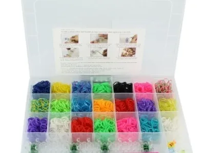 Kit d'élastiques de diverses couleurs avec crochet en plastique