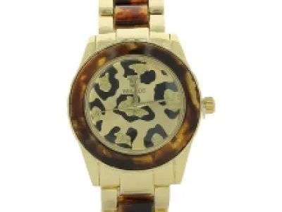 Montre métal avec cadran léopard