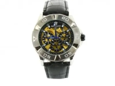 Montre automatique pour homme avec cadran transparent rond