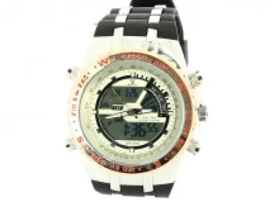 Montre multifonction en métal pour homme avec double affichage