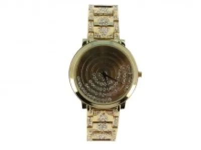 Montre bijou dorée ornée de strass