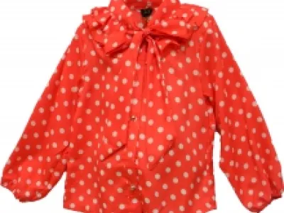 Chemise à pois pour fille avec nœud et volants sur le col